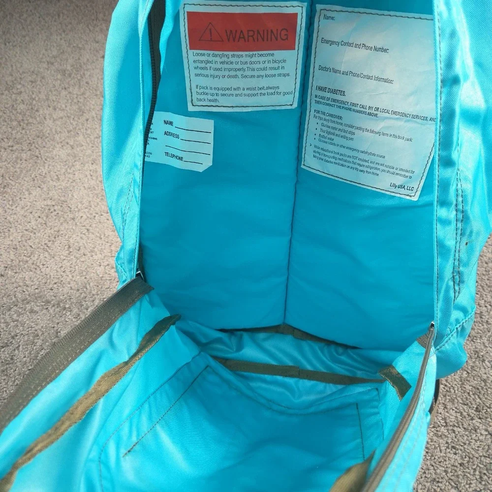 Vintage LL Bean Deluxe Book Pack Backpack Teal Turquoise Eli Lilly Diabetes Camp